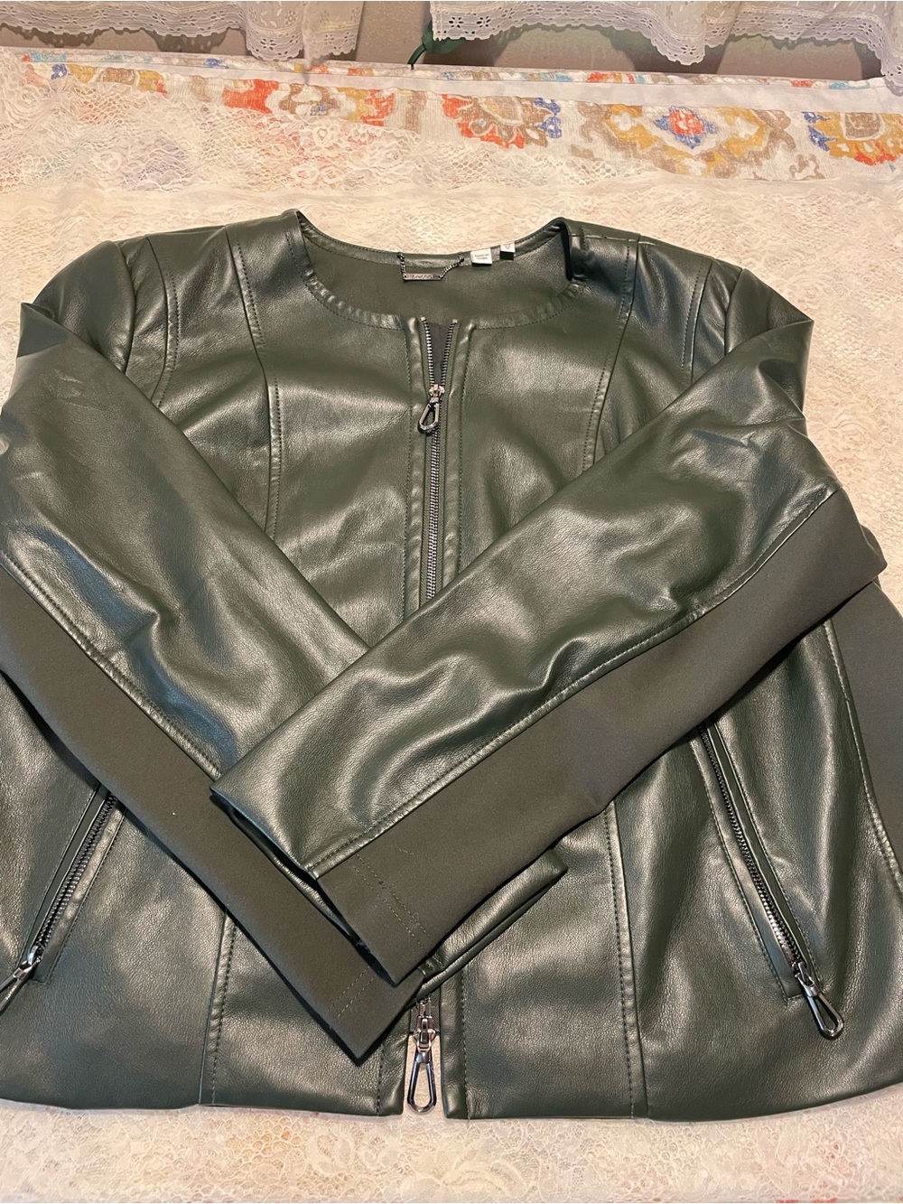Chico’s Dark Olive Faux Leather Jacket